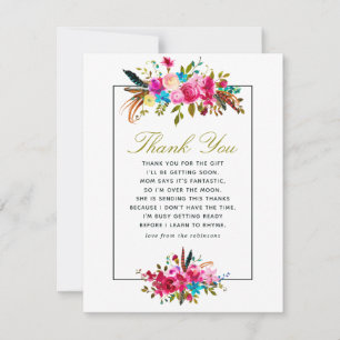 Aquarelle Boho Chic Baby shower Floral Merci