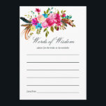 Aquarelle Boho Chic Floral Mariage Conseil nuptial<br><div class="desc">Boho chic rose et bleu aquarelle bouquets floraux conseils de Fête des mariées pour la carte Mariée-à-être avec élégante typographie de mariage.</div>