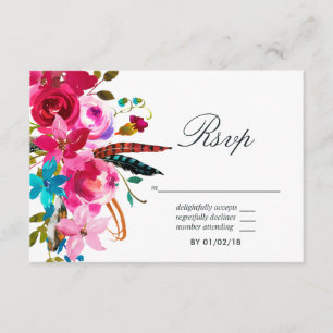Aquarelle Boho Chic Floral Wedding RSVP