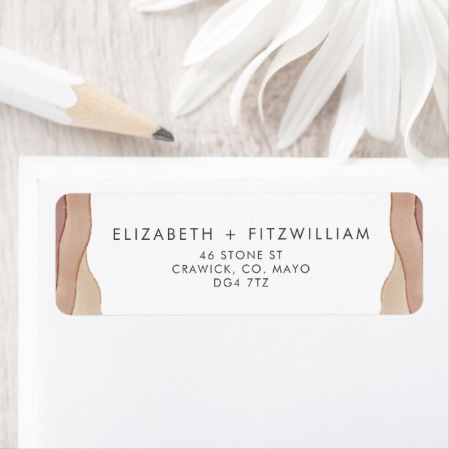 Aquarelle Boho Étiquette d'adresse de retour Abstr (En situation)