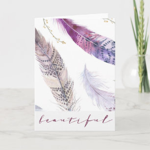 Aquarelle Boho Feathers - Belle carte