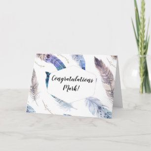 Aquarelle Boho Feathers - Carte Félicitations