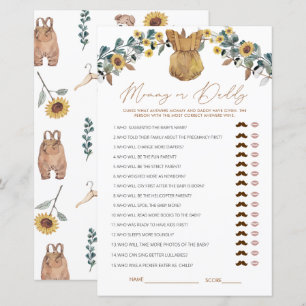 Aquarelle Boho maman ou papa Baby shower jeu