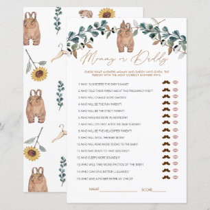 Aquarelle Boho maman ou papa Baby shower jeu