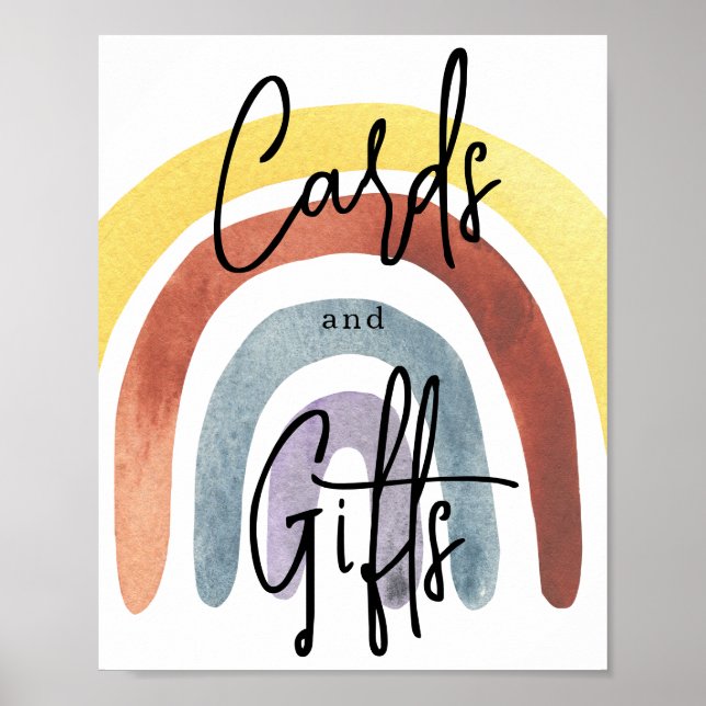 Aquarelle Boho Rainbow cartes et affiche de cadeau (Devant)
