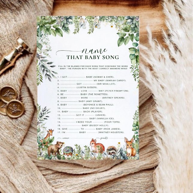 Aquarelle Bois Animaux Nommez Cette Chanson Pour B (Créateur téléchargé)