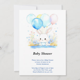Aquarelle Bois Bunny Baby shower Invitation