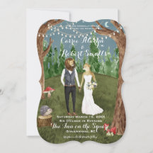 Aquarelle Bois Faire-part de mariage animal