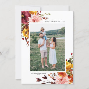 Aquarelle Bon thanksgiving Fleurs d'automne