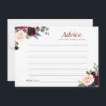 aquarelle bordeaux carte de conseil florale marine<br><div class="desc">Un design floral simple avec de belles fleurs d'aquarelle marine bordeaux et des détails dorés sur les bords et le dos. N'hésitez pas à modifier les couleurs et les détails du texte.</div>