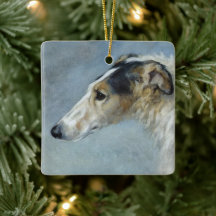 Aquarelle Borzoi ornement de Noël