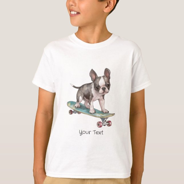 Aquarelle Boston Terrier Boy T-Shirt (Devant)