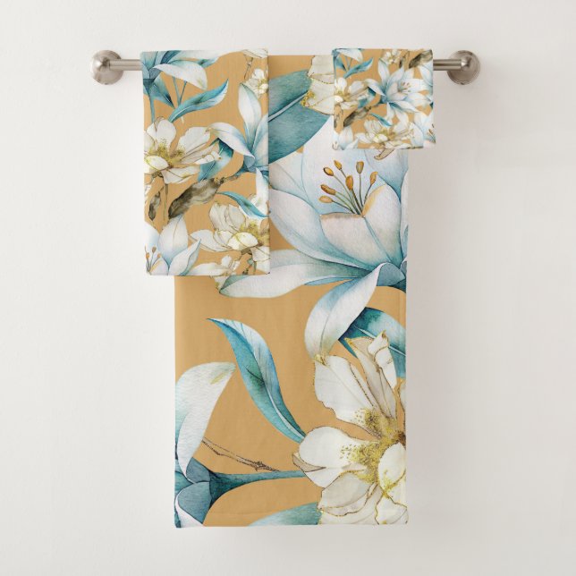 Aquarelle botanique bleu blanc lily floral (En situation)