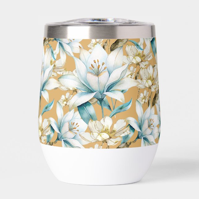 Aquarelle botanique bleu blanc lily floral (Avant)