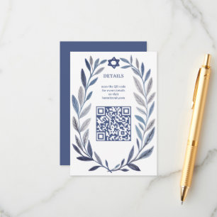 Aquarelle botanique CARTES DE BAR MITZVAH QR perso