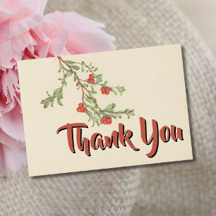 Aquarelle botanique de baie vintage Merci