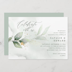 Aquarelle botanique eucalyptus sauge mariage vert