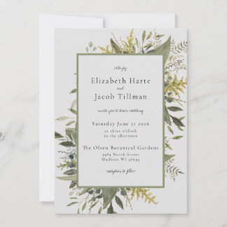 Aquarelle botanique Faire-part de mariage de verdu