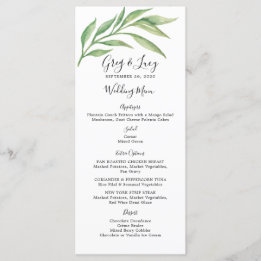 Aquarelle Botanique Feuilles Mariage Menu Réceptio