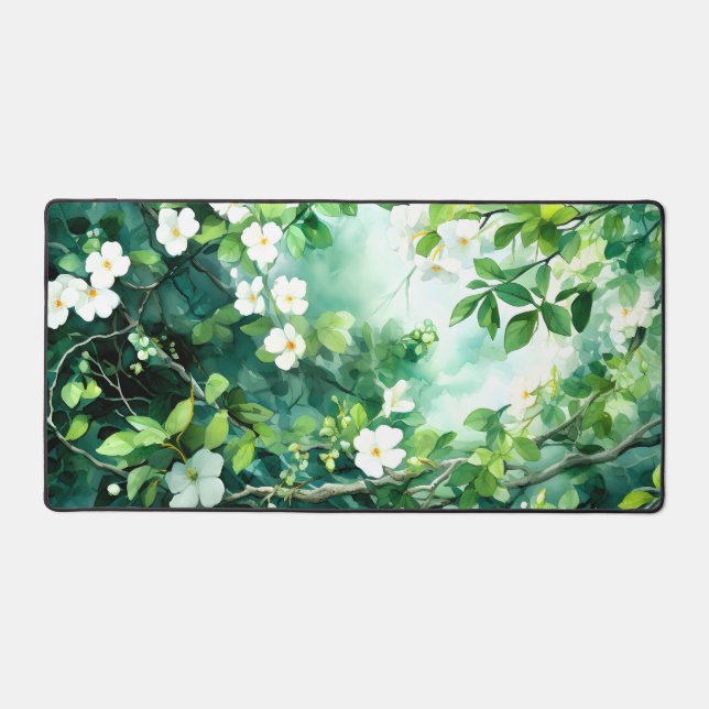 Aquarelle botanique Fleurs blanches Feuilles verte (Recto)