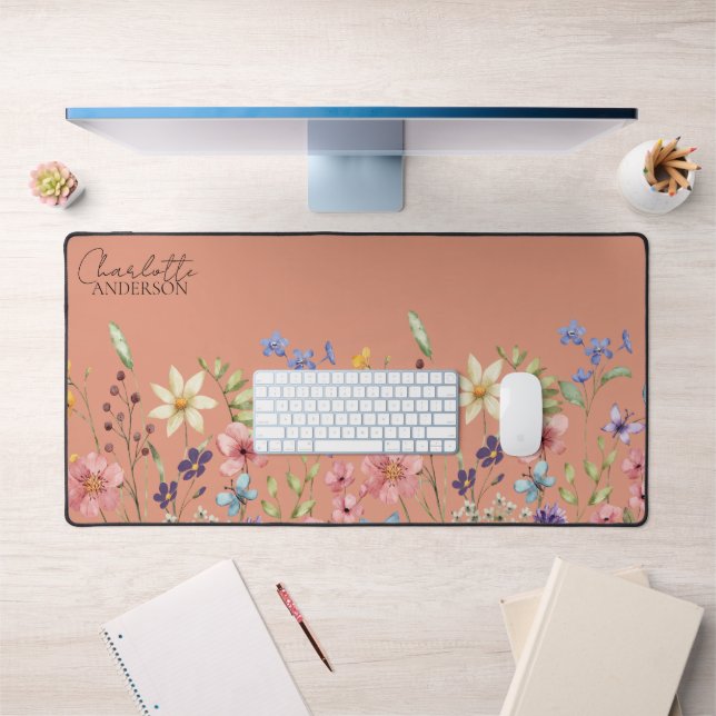 Aquarelle botanique Fleurs sauvages Pêche (Bureau 1)