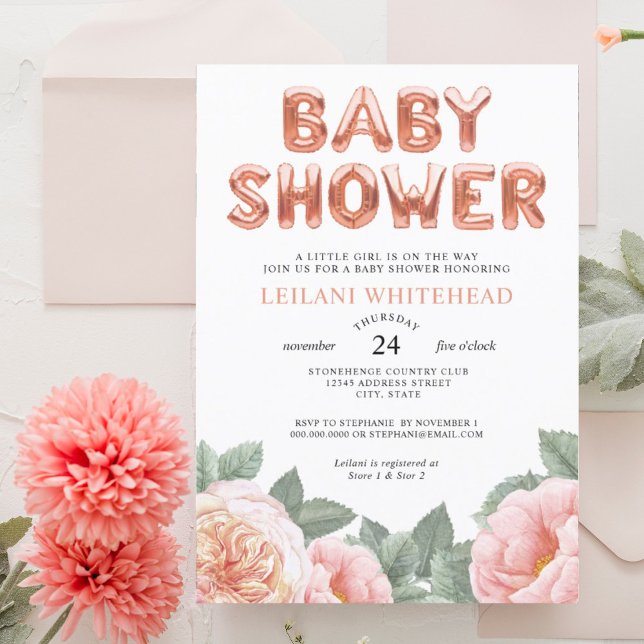 Aquarelle Botanique Floral Baby shower Invitation (Créateur téléchargé)