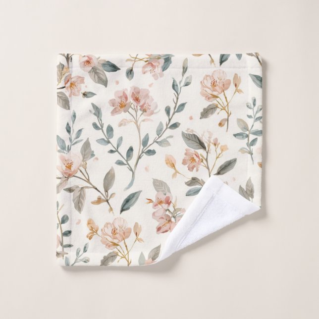 Aquarelle botanique florale feuilles beige peint (Gant de toilette)