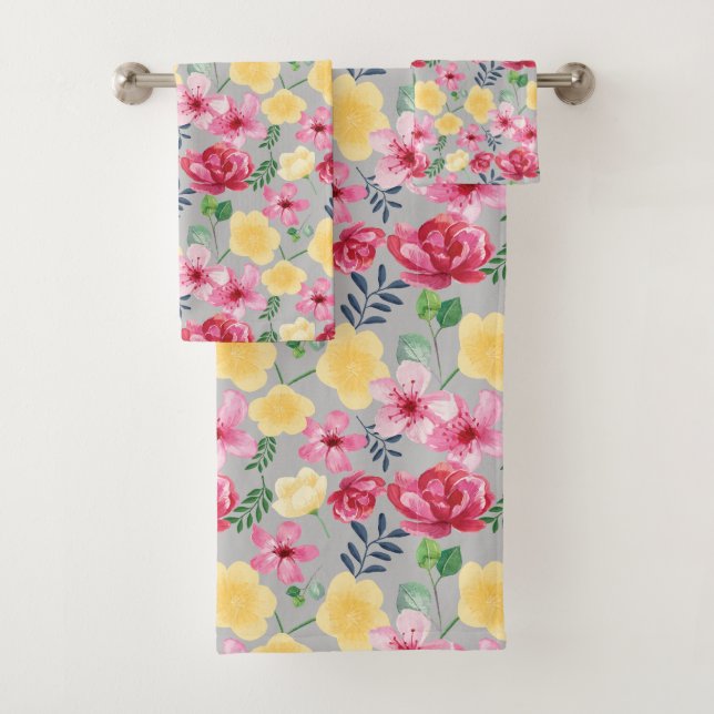 Aquarelle botanique serviette Fleurs (En situation)