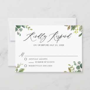 Aquarelle Botanique Vert Mariage RSVP Card