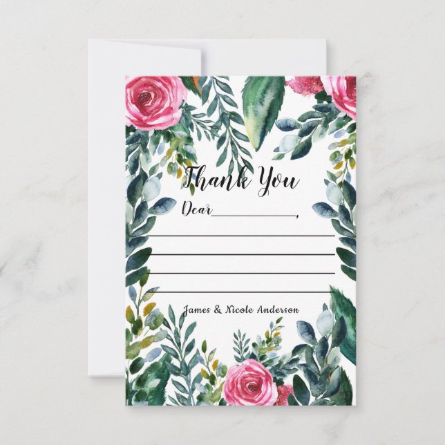 Aquarelle botanique Vintage Merci floral (Devant)