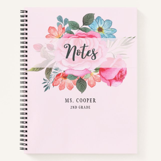 Aquarelle Bouquet floral Carnet spirale (Devant)