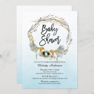 Aquarelle Boys Nid Boys Baby shower Invitation