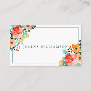 Aquarelle brillante Fleurs d'été Carte de visite