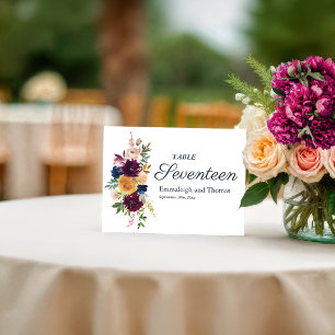 Aquarelle brillante Floral Mariage Numéro de table