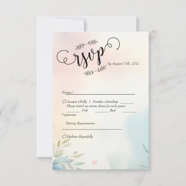 Aquarelle Brochures & Script : RSVP minimaliste (Devant)