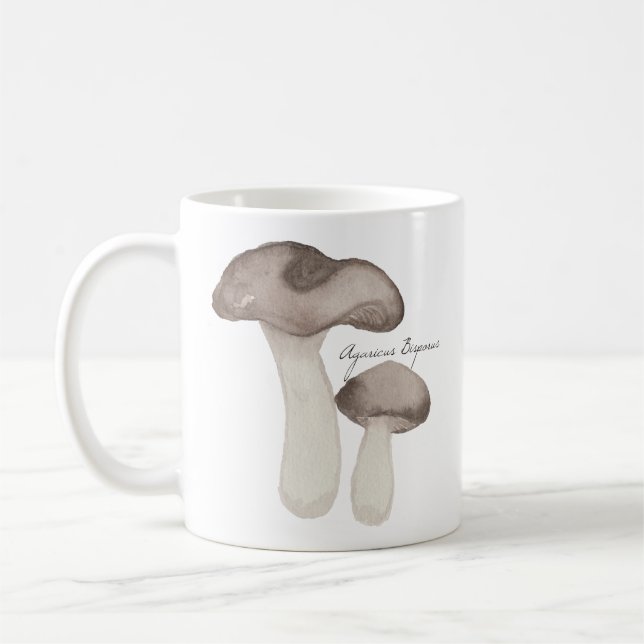 Aquarelle Brown Mug de champignons Agaricus Bispor (Gauche)