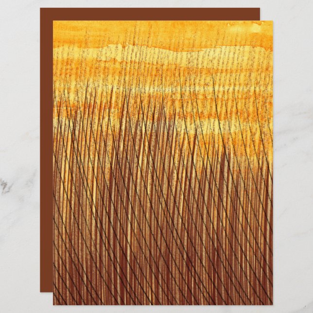 Aquarelle Brown Orange Fields Papier (Devant / Derrière)