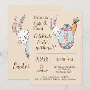 Aquarelle Brunch de Pâques et invitation à la chas