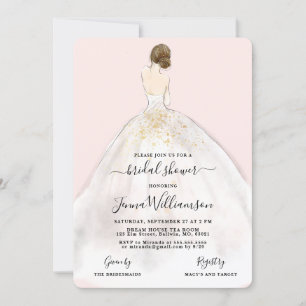 Aquarelle Brunette Bride Shower Invitation