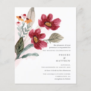 Aquarelle Budget Rustique Bourgogne Floral Mariage