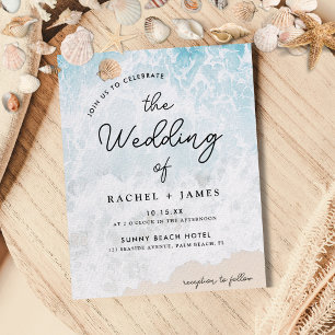 Aquarelle Budget Sur La Plage Mariage Invitation