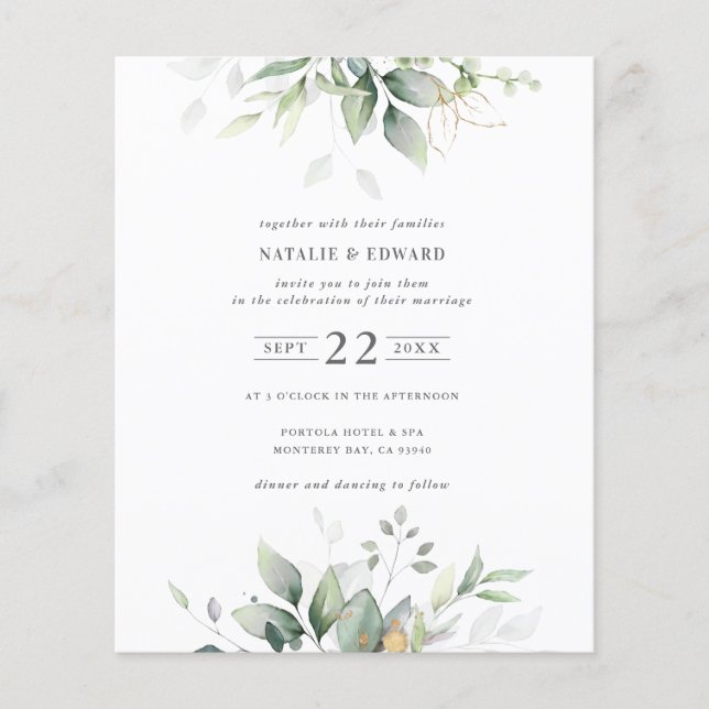 aquarelle budgétaire feuillage vert muet (Devant)