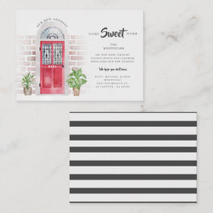 Aquarelle budgétaire Porte rouge Faire-part de dép