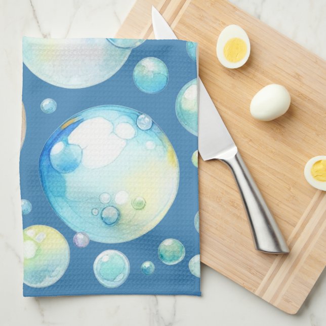 Aquarelle Bulles Serviette de cuisine (Quart Plié)