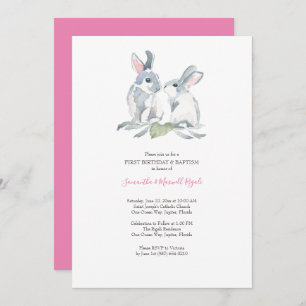 Aquarelle Bunny de Pâques Invitations Filles Anniv