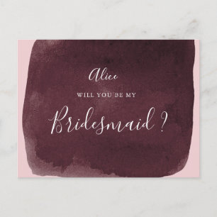 aquarelle burgundy wash bridesmaid Invitation