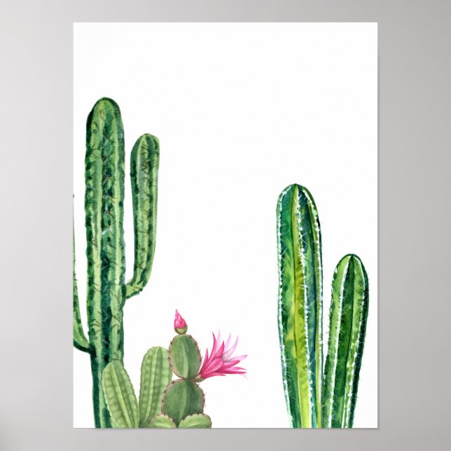Aquarelle Cactus Desert Southwest Poster (Devant)