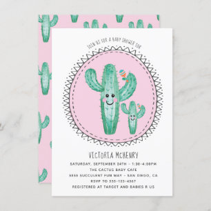 Aquarelle Cactus Momma et Baby shower Invitation