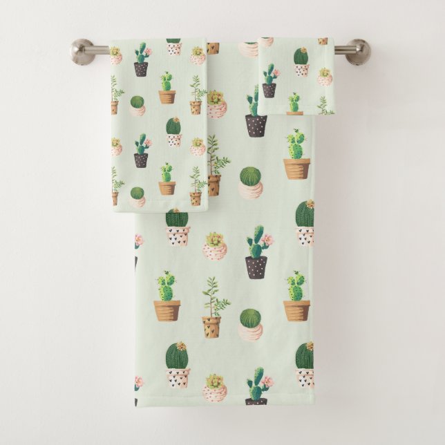 Aquarelle Cactus Motif Mint Vert (En situation)
