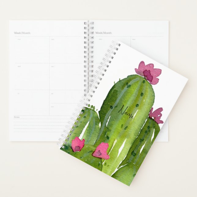 Aquarelle Cactus NOM Fleurs Désert Saguaro (Devant avec enveloppe)
